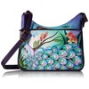Anna by Anuschka Women's Medium Cross Body Hobo, Midnight Peacock,