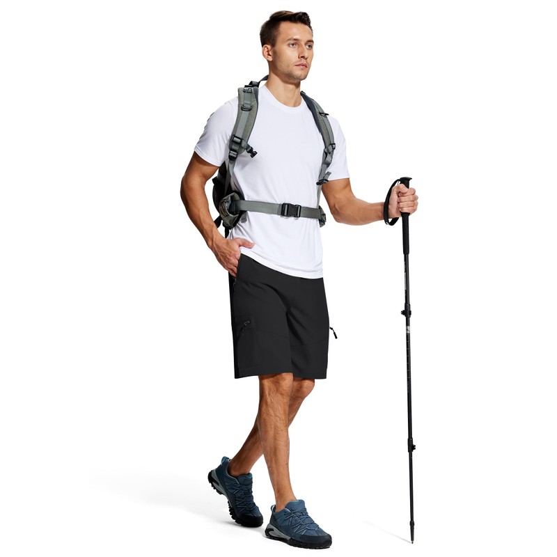 SERAMY Mens Hiking Cargo Shorts 9 Inch with Zipper Pockets