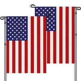 URSKYTOUS 2Pcs American Garden Flags 12×18 Double Sided Patriotic USA Garden Flag Thick Weatherproof Burlap US Stars and Stripes Patriotic American Flags for Yard Outdoor Decor Porch Patio Farmhouse Lawn