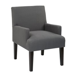 OSP Home Furnishings Main Street Upholstered Guest Chair with Espresso Finish Legs, Woven Charcoal