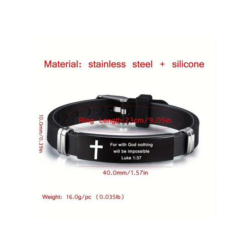 Adjustable Silicone Bracelet, Fashionable Letter Design Bracelet for Men &