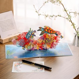 CUTPOPUP Birthday Card Pop Up, 3D Greeting Sea Animals, All Occasions (Turtle)