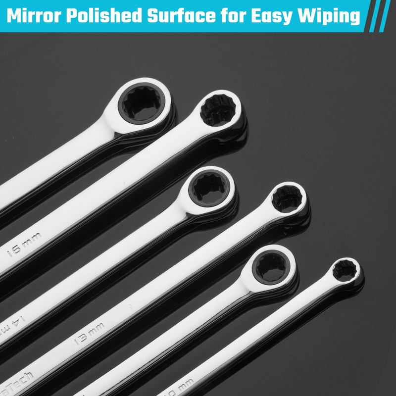 DURATECH 10mm Extra Long Ratcheting Wrench, Metric, CR-V Steel