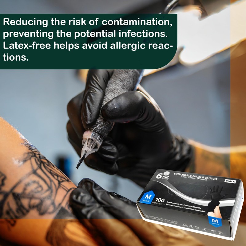 MiraPak Black Nitrile Disposable Gloves 6 Mil Extra Strength, Food-Safe,Latex