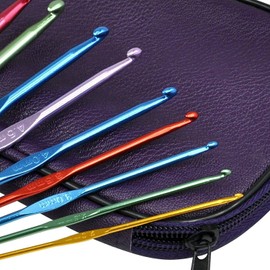 22 Pcs Mixed Aluminum Handle Crochet Hooks,Ergonomic Knit Knitting Needles Set with Case,Multi Color,Weave Craft Yarn