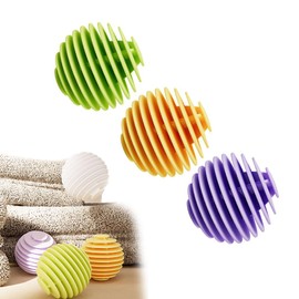 Bmeigo 3PCS Tumble Dryer Balls, Reusable Laundry Ball for Washing Machine Rubber Non-melt Soft Energy Saving Clothes Washing Balls for Home Dormitory(Green, Purple, Yellow)