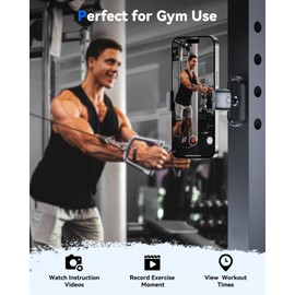 BOOMVATO BOOMVATO Gym Magnetic Phone Holder - 360 Adjustable, Portable Magnet Phone Holder for Gym Workout Record, Gym Accessories Essentials Fitness Gifts for Women Men, Compatible with iPhone 16/15/14/13/12