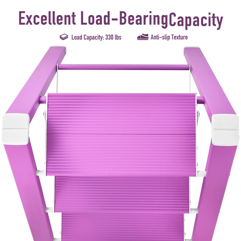 3 Step Lightweight Folding Ladder for Home, 330lbs Aluminum Step