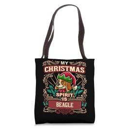 Beagle My Christmas Spirit Dog Santa Claus Elf Reindeer Tote Bag