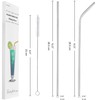 Set of 4 Reusable Metal Straws, 10.5'' Long Stainless Steel