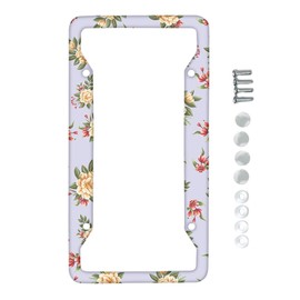 Nummernschildhalterung Auto, Asudaro Blumendruck Nummernschildrahmen Aluminium Metall Auto Kennzeichen Halterung Nummernschildhalter Kennzeichenhalter Autodekoration Us Car Truck,B