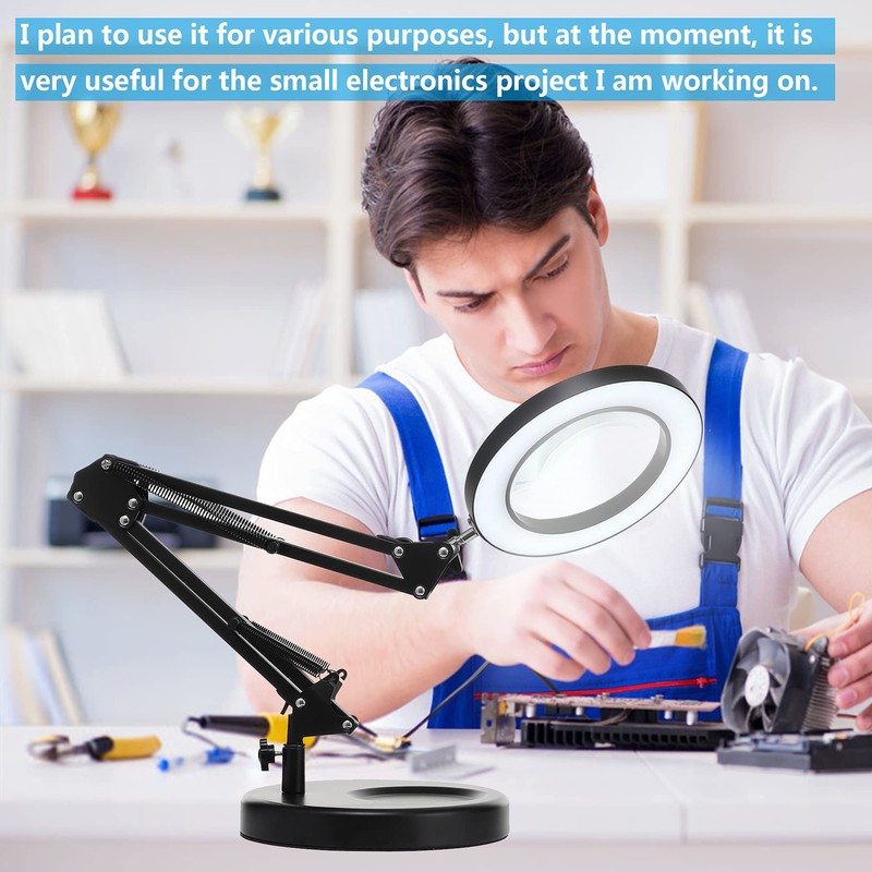 HITTI 【Upgraded】 12X LED Magnifying Lamp, 1,800 Lumens Stepless Dimmable,