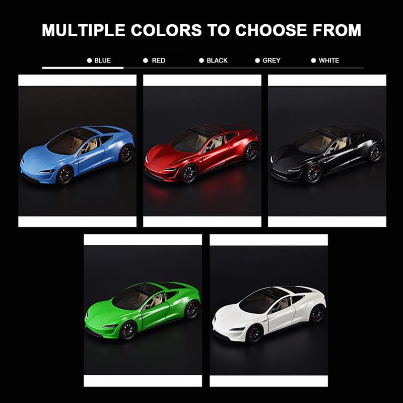 1/24 Diecast Roadster Model Car with Pull Back Function, Sound