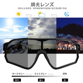Rockbros Dimming Sunglasses, Bicycle Sunglasses, Road Bike, Cycling Sunglasses, Lightweight, UV Protection, Windproof, Eyewear, Climbing, Running, Commuting, Unisex, all black