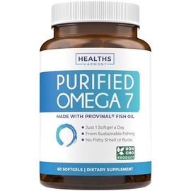 Healths Harmony Suplemento de Omega 7 para mujeres y hombres suplemento de aceite de pescado con ácido graso palmitoleico de alta potencia y pureza