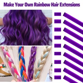 Colored Hair Extensions Clip In for Girls 22 Inch Colorful Straight Hair Extensions for Party Highlights Hair Accessories Hair Pieces for Women（10 PCS Purple)