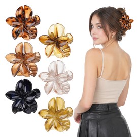 6 Pcs Flower Hair Clips for Women, Hawaiian Hibiscus Plumeria Claw Clips