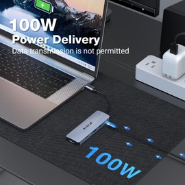 6 in 1 USB C Adapter, Double Monitor USB C Hub, USB C Docking Station with 4K HDMI, 100W PD, USB 3.0, SD/TF, Multiport Hub for Type C Laptop and Other Devices