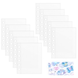 Seal Pad, A7 m6 Seal Pad, Backing Paper, Refill, 10 Sheets, 6 Holes, Transparent Seal Pad, Pre Lap Book, Re-Removable, Idle Goods, Storage Binder (B Refills, 10 Sheets)