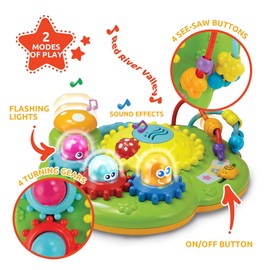 Kiddolab Fun Ride Garden - Press & Play Sensory Toy with Sounds Effects, Music, Flashing Lights & Turning Gears - Toddlers Musical Activity Center - Birthday Gift for Babies Ages 6 Months Old & Up