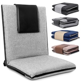 FASTMOMENT Floor Chair with Water Repellent Fabric 14-Position Adjustable Floor Chair with Back Support Portable Ground Seating for Adults Foldable Meditation Seat with Washable Cover (Light Grey)