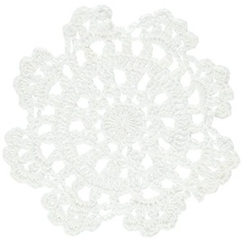 kilofly Small Handmade Crochet Round Cotton Lace Table Placemats Doilies for Cup/Glass Value Pack [Set of 4], Medallion, 5 inch, White