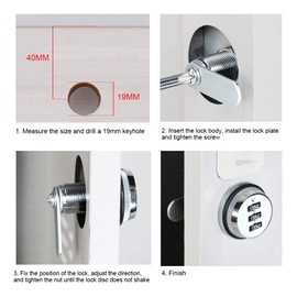 Mogokoyo 3-Digit Code Combination Lock Mailbox Lock Without Key Cam Lock Zinc Alloy Security Lock for Cupboard Drawer Letter Box