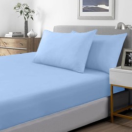 Sapphire collection 300 Thread Count 100% Egyptian Cotton Fitted Sheets (King, Blue)