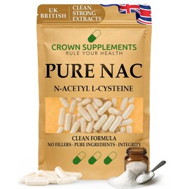 Pure Clean NAC Capsules N Acetyl Cysteine | Clean Formula Supplements | Crown Supplements UK (90 Capsules)