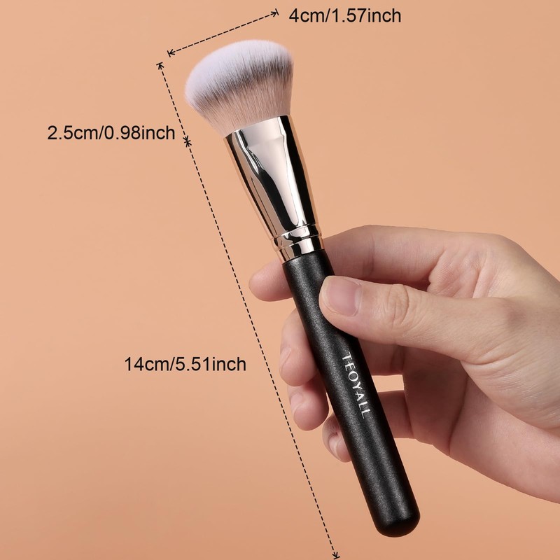 TEOYALL Domed Foundation Brush, Soft Dense Synthetic Bristles Blending Brush