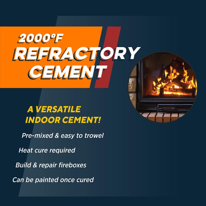 Rutland Refractory Cement 64 Oz - Fiber-Reinforced Pre-Mixed High Temperature