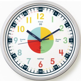 OWLCONIC Non Ticking Analog Clock for Kids Learning to Tell Time, Teaching Clock for Kids Wall, Clocks for Classroom, Homeschool Decor, Bedrooms, Silent, Homeschooling Resource.