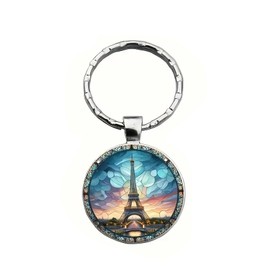 4Trails Eiffel Tower Paris Keyrin, Round Glass Dome Pendant