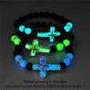 LXSSLY 8mm Natural Volcanic Stone Bracelets for Men,Yoga Luminous Cross