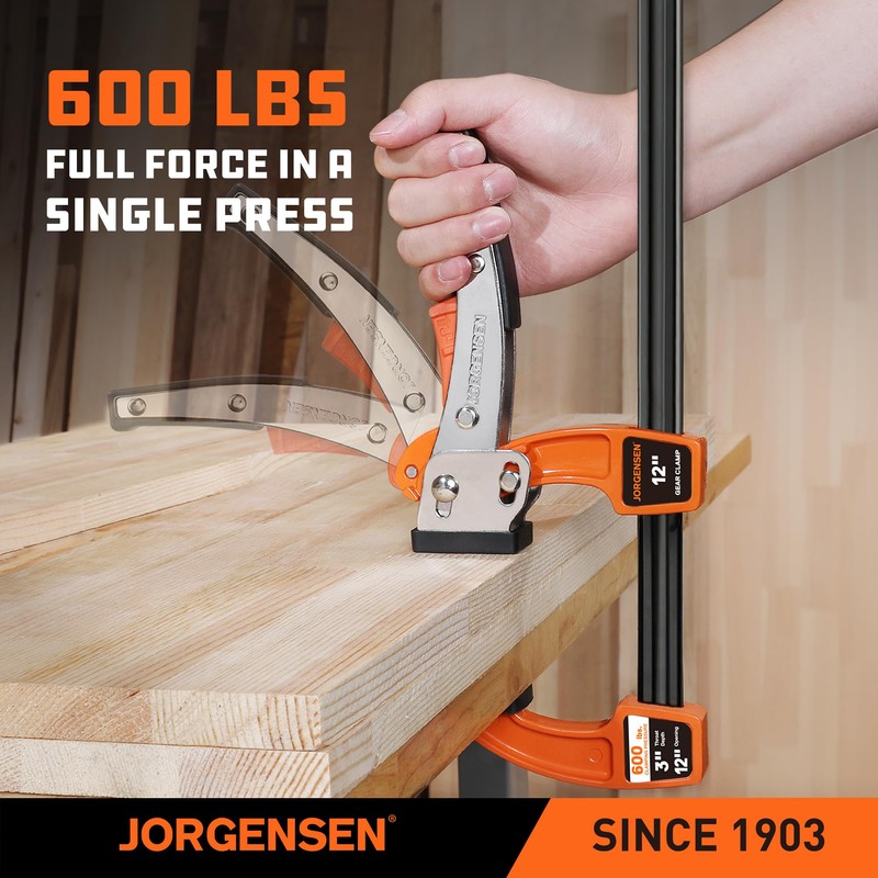 Jorgensen 12-inch Bar Clamp Set, Ratcheting Bar Clamp for Woodworking,