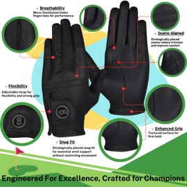 H-Cube All-Weather Microfiber Golf Gloves Men Right Handed Golfer Medium Large Pack of 5