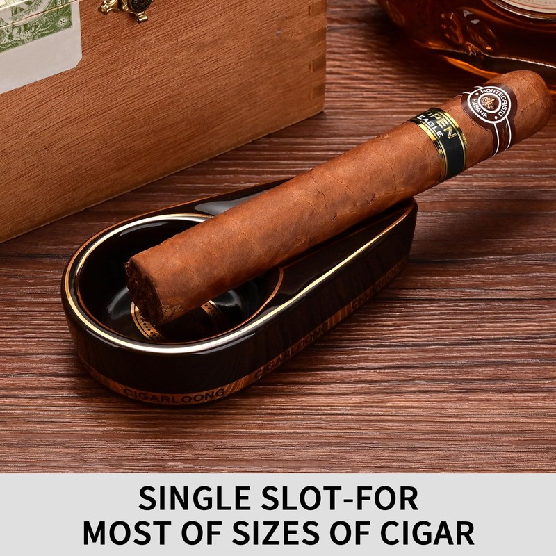 Cigar Ashtray Ceramics with Non-slip Bottom Single Slot Durable Ash