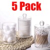 YIRANJIA 5-Pack Clear Acrylic Qtip Dispenser Jars - Round Bathroom