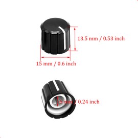 10Pcs 6mm D Type Potentiometer Control Knobs, Plastic Volume Audio Mixer Bass Tone Rotary Knob,for Encoder Electric Guitar Speaker Board DJ Controller Console Control Knob Replacement,Black 15x13.5mm