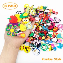 YUTOU Pack of 50 PVC Shoe Charms Cartoon Shoe Charms for Children Decoration for Clog Shoes, Bracelets, Party Gifts (Mix)