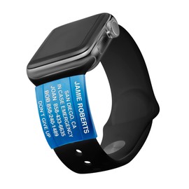 Divoti Engravable Alert ID Badge for Apple Watch Bands - PVD Blue/Text ONLY
