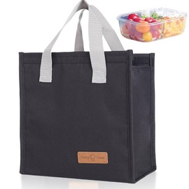 Lunch Bags for Women Men, Insulated Lunch Bag with Cutlery Set Reusable Leakproof Lunch Box Tote Bag Heat Cold Preservation Lunch Box Container for Women Men Kids（Black