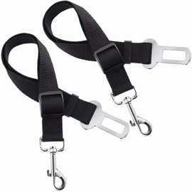 TruriM Premium Adjustable Black Nylon Restraint Harness Leash Dog Seat Belt 2 Pack for Car Vehicle Traveling Safety