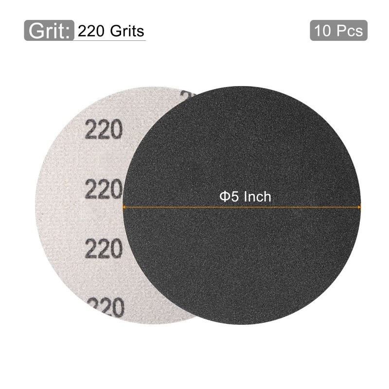 sourcing map 5 Inch Sanding Disc 220 Grit Hook and