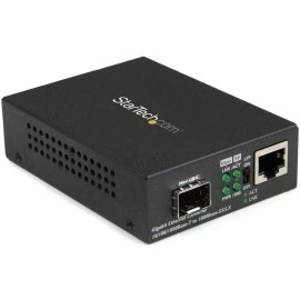 Gigabit Ethernet Fiber Media Converter with Open SFP Slot - Supports 10/100/1000 Networks