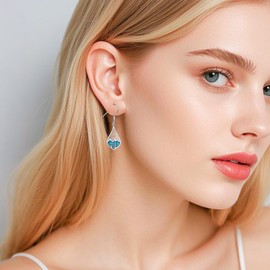 DAOCHONG Mountain Earrings 925 Sterling Silver Turquoise Mustard Seed Dangle Drop Earrings Faith Jewelry Gifts for Women