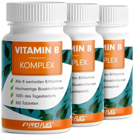 Vitamin B Komplex 3x365 Tabletten - B Komplex mit B12 - alle 8 B-Vitamine (B1, B2, B3, B5, B6, B7, B9, B12) mit Aktivformen wie Quatrefolic®, Co-Faktoren Cholin & Myo-Inositol, laborgeprüft, vegan
