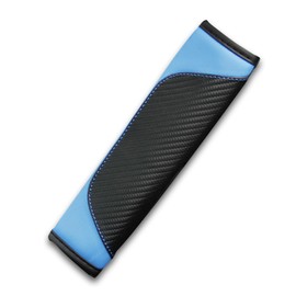 Piburth 2PCS Car Seat Belt Cover, Carbon Fiber Safety Seatbelt Shoulder Strap Covers, Breathable Leather Soft Harness Pad for Car Interior Accessories (Black/Blue)