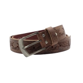 Handmade Men's Leather Belt Made of Buffalo Leather, Brown, Made in Germany, Suit Jeans Belt, Eagle Embossing, 38 mm #P-09, brown
