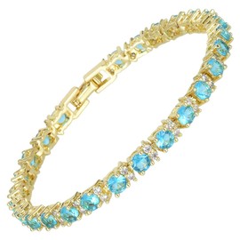RIZILIA Eternity Tennis Bracelet & Round Cut CZ in Yellow Gold Plated, 7", Medium, Cubic Zirconia